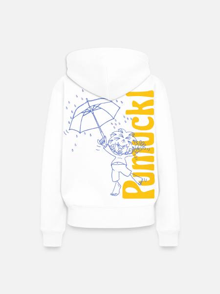 Pumuckl With Umbrella And Lettering - Women’s Premium Organic Hoodie - white