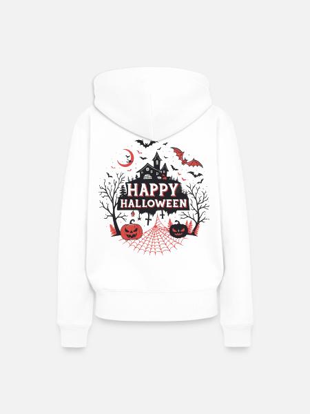 Dunkle Nacht Halloween Schloss - Frauen Premium Bio Hoodie - Weiß