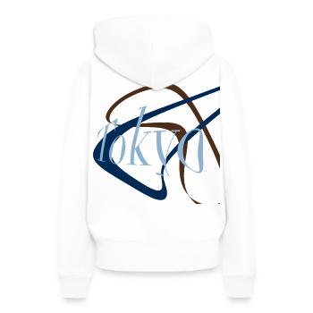Tokio - Frauen Premium Bio Hoodie - Weiß - Hinten - Julia (174cm)
