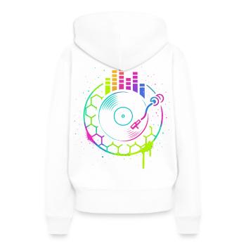 Musique Vinyle Platine DJ Equalizer Retro - Sweat à capuche Premium bio Femme - blanc - Dos - Julia (174cm)