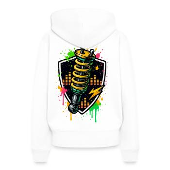 Gewindefahrwerk Neon, Tuning Schrauber Shirt - Frauen Premium Bio Hoodie - Weiß - Hinten - Julia (174cm)