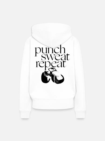 PUNCH SWEAT WIEDERHOLEN - Frauen Premium Bio Hoodie - Weiß