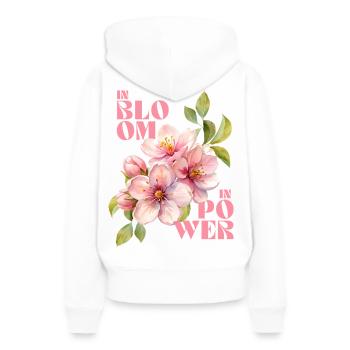 IN BLOOM - IN POWER - Women’s Premium Organic Hoodie - white - Back - Julia (174cm)