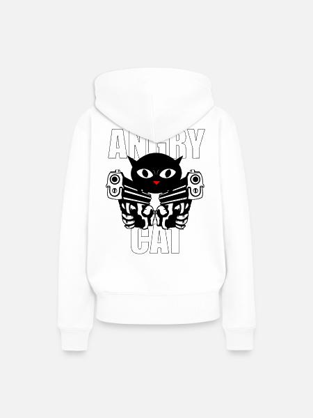 Angry Cat - Frauen Premium Bio Hoodie - Weiß