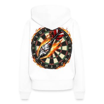 Flammenpfeil trifft Dartboard - Frauen Premium Bio Hoodie - Weiß - Hinten - Julia (174cm)