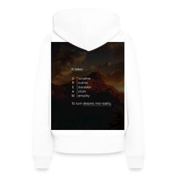 Traum in Bergkulisse – Disziplin - Frauen Premium Bio Hoodie - Weiß - Hinten - Julia (174cm)