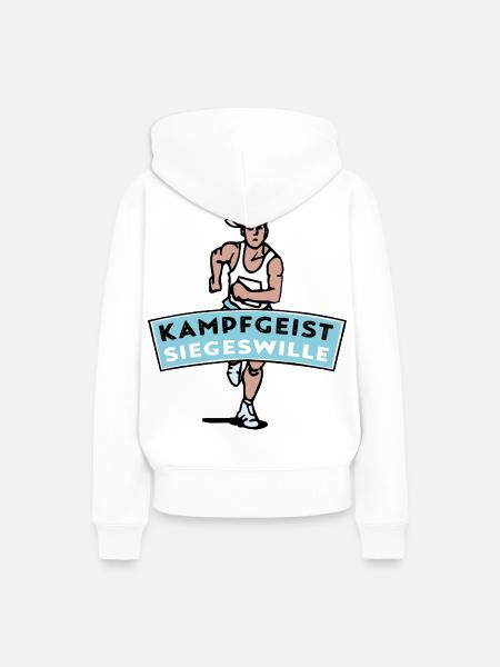 Kampfgeist Siegeswille - Marathonläufer - Frauen Premium Bio Hoodie - Weiß
