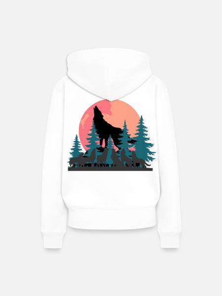 Sigura Design Wolf - Frauen Premium Bio Hoodie - Weiß