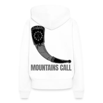 Mountain Call Horn – Héritage du Caucase - Sweat à capuche Premium bio Femme - blanc - Dos - Julia (174cm)