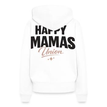 Lettrage Happy Mamas Union pour les mamans fortes - Sweat à capuche Premium bio Femme - blanc - Dos - Julia (174cm)