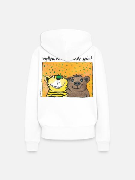 Janosch Wollen Wir Freunde Sein Mit Tiger & Bär - Frauen Premium Bio Hoodie - Weiß