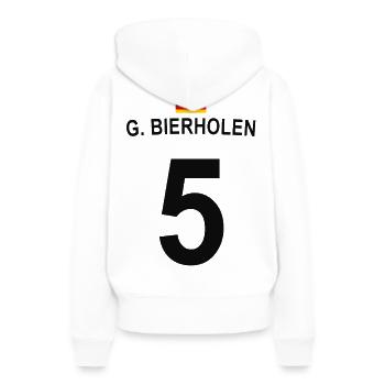 G Bierholen Lustiges Fußball Fan Shirt - Frauen Premium Bio Hoodie - Weiß - Hinten - Julia (174cm)