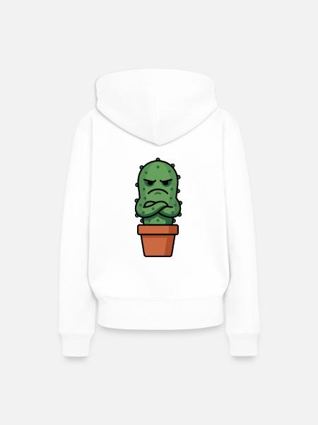 Grummeliger Kaktus im Topf - Frauen Premium Bio Hoodie - Weiß