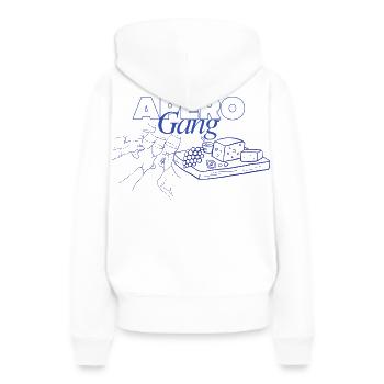 Plat d’apéritif, vin - Sweat à capuche Premium bio Femme - blanc - Dos - Julia (174cm)