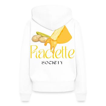Raclette Society - Frauen Premium Bio Hoodie - Weiß - Hinten - Julia (174cm)