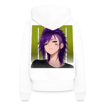 161 Anime Punk Girl – Antifaschista Streetwear - Frauen Premium Bio Hoodie - Weiß - Hinten - Julia (174cm)