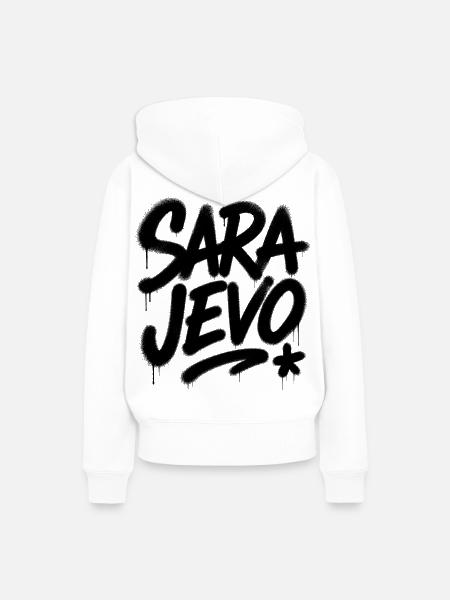 Sara Jevo Graffiti Schrift - Frauen Premium Bio Hoodie - Weiß