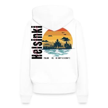 Helsinki Skyline Finlande Coucher de soleil rétro - Sweat à capuche Premium bio Femme - blanc - Dos - Julia (174cm)