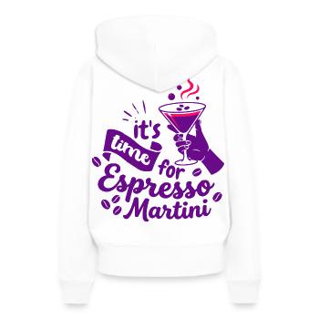 C’est l’heure du martini espresso - Sweat à capuche Premium bio Femme - blanc - Dos - Julia (174cm)