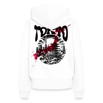 Japan Tokyo Design – Skyline & Art traditionnel - Sweat à capuche Premium bio Femme - blanc - Dos - Julia (174cm)