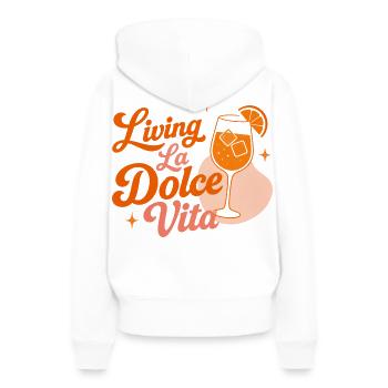 Dolce Vita Spritz  - Frauen Premium Bio Hoodie - Weiß - Hinten - Julia (174cm)