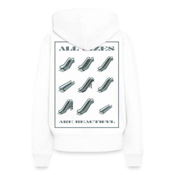 TOUTES LES TAILLES SONT MAGNIFIQUES - Escalators bleu/gris - Sweat à capuche Premium bio Femme - blanc - Dos - Julia (174cm)