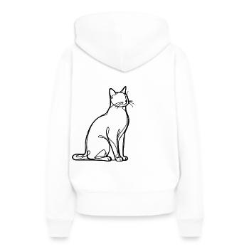 Schwarze Katze one line art Geschenk Geburtstag - Frauen Premium Bio Hoodie - Weiß - Hinten - Julia (174cm)