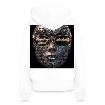 Masque étincelant d’individualité - Sweat à capuche Premium bio Femme - blanc - Dos - Julia (174cm)