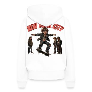 SAUT À NEW YORK - Sweat à capuche Premium bio Femme - blanc - Dos - Julia (174cm)