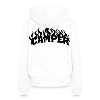 Camper Flames - Sweat à capuche Premium bio Femme - blanc - Dos - Julia (174cm)