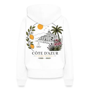 Côte d’Azur Küstenpanorama - Frauen Premium Bio Hoodie - Weiß - Hinten - Julia (174cm)