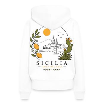 Sizilien Küstenidylle - Frauen Premium Bio Hoodie - Weiß - Hinten - Julia (174cm)