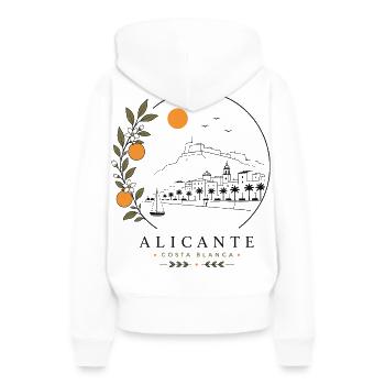 Alicante Küste - Frauen Premium Bio Hoodie - Weiß - Hinten - Julia (174cm)