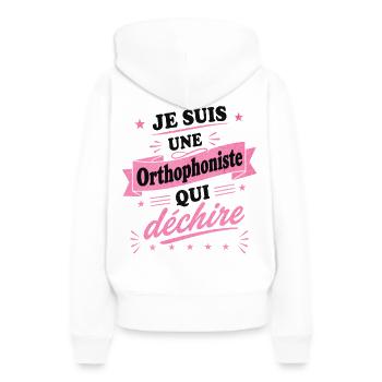 je suis une Orthophoniste qui déchire - Sweat à capuche Premium bio Femme - blanc - Dos - Julia (174cm)
