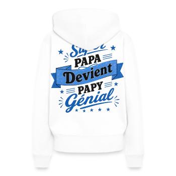 Supervater wird großartiger Opa – Ankündigung - Frauen Premium Bio Hoodie - Weiß - Hinten - Julia (174cm)