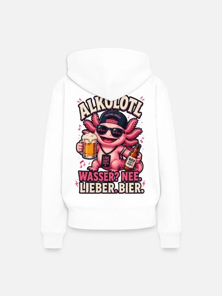  Backprint Bier Festival-Axolotl Bierliebhaber - Frauen Premium Bio Hoodie - Weiß