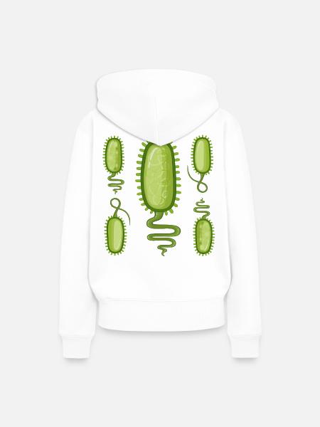 Grüne Bakterien-Silhouetten-Design - Frauen Premium Bio Hoodie - Weiß