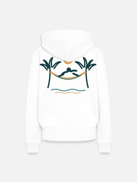 Palmenstrand Hängemattenzauber - Frauen Premium Bio Hoodie - Weiß