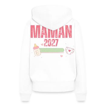 Mutter 2027 Schwangerschaftsankündigung – Werdende Mutter - Frauen Premium Bio Hoodie - Weiß - Hinten - Julia (174cm)