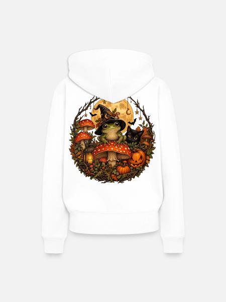 Magischer Hexenfrosch im Herbst - Frauen Premium Bio Hoodie - Weiß