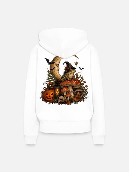 Magischer Frosch im Mondlicht - Frauen Premium Bio Hoodie - Weiß