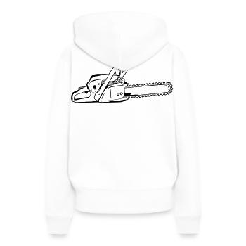 Motorsäge - Frauen Premium Bio Hoodie - Weiß - Hinten - Julia (174cm)