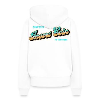 Insert Coin Arcade Nostalgie - Frauen Premium Bio Hoodie - Weiß - Hinten - Julia (174cm)