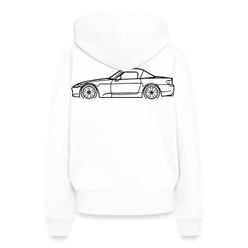 S2000 Line Silhouette – High‑Rev JDM Art - Frauen Premium Bio Hoodie - Weiß - Hinten - Julia (174cm)
