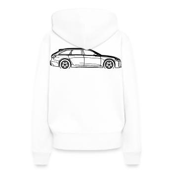 RS6 Line Silhouette – Minimalist Car Art - Frauen Premium Bio Hoodie - Weiß - Hinten - Julia (174cm)