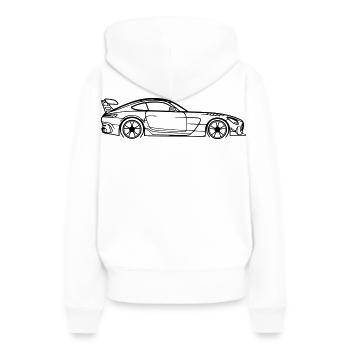 GT Coupé Line Silhouette – Pure Performance Art - Frauen Premium Bio Hoodie - Weiß - Hinten - Julia (174cm)