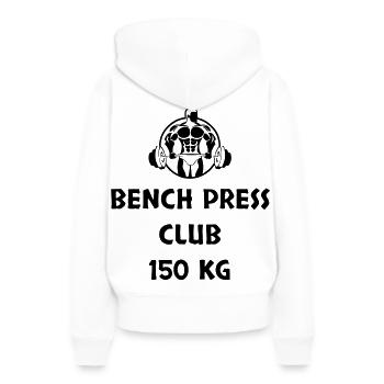 Développé couché Club 150 kg - Sweat à capuche Premium bio Femme - blanc - Dos - Julia (174cm)