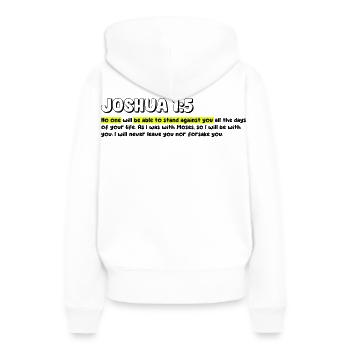 Personne ne pourra s’opposer | Citation de la Bible - Sweat à capuche Premium bio Femme - blanc - Dos - Julia (174cm)