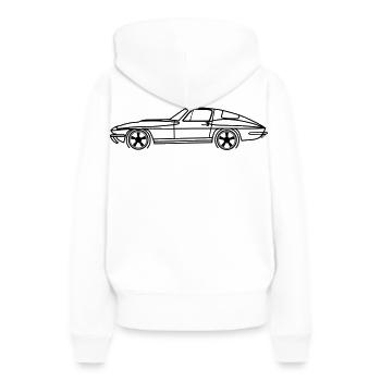 C2 Line Silhouette – Retro Muscle Art - Frauen Premium Bio Hoodie - Weiß - Hinten - Julia (174cm)