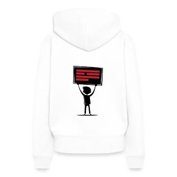 Botschaft Demonstration - Frauen Premium Bio Hoodie - Weiß - Hinten - Julia (174cm)